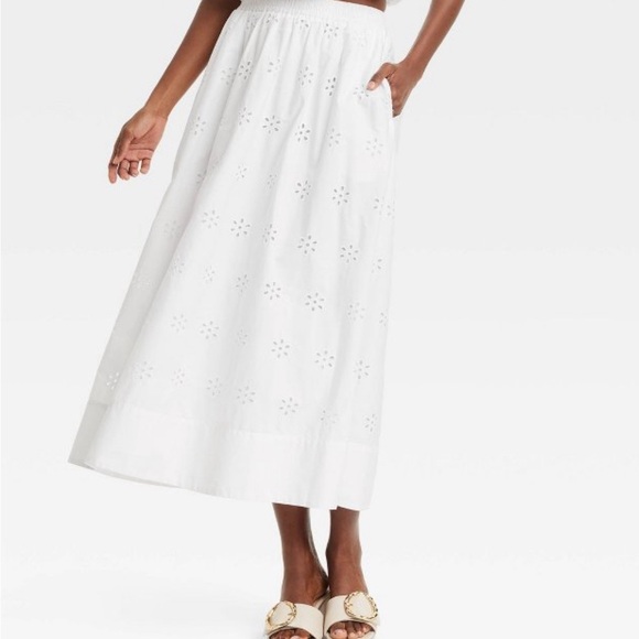 Jcrew Factory midi eyelet skirt sz XS white new without tags